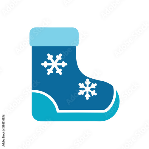 blue christmas sock with snowflakes