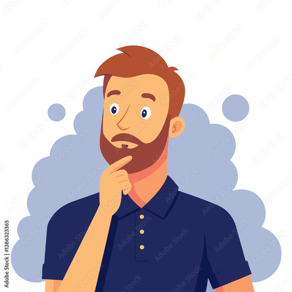 A man thinking isolated on transferring background A man thinking isolated on transferring background