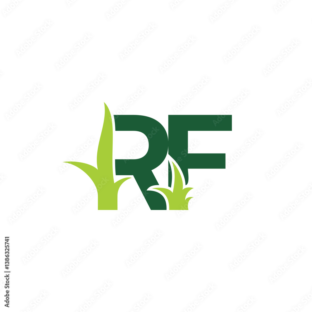 Initials Letters RF with Grass Logo Vector 001 Initials Letters RF with Grass Logo Vector 001