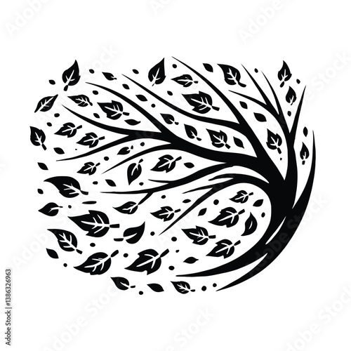 Falling Leaves Silhouette