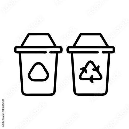 Separate waste bins for recycling and composting  
