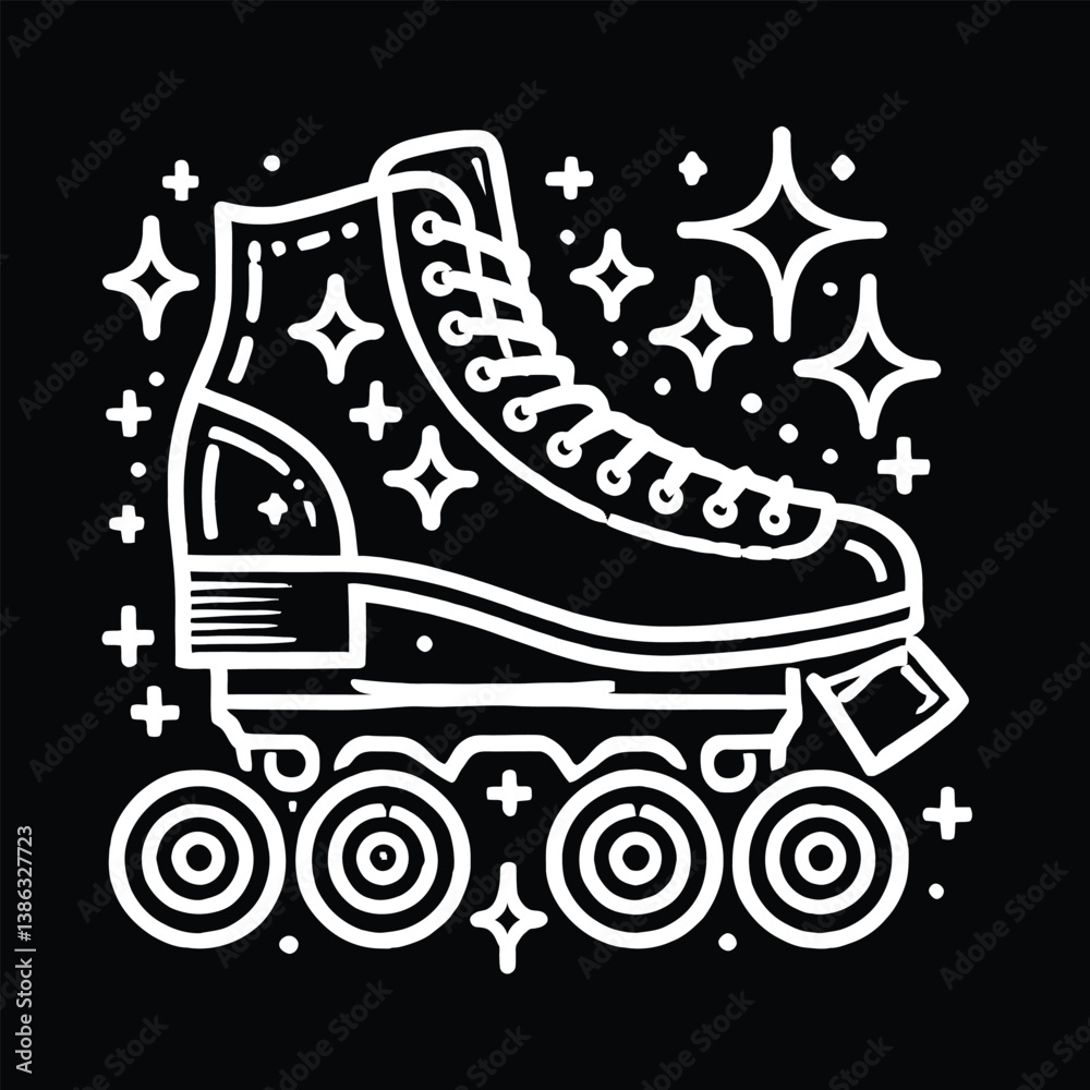 Fototapeta premium Neon Roller Skates Silhouette