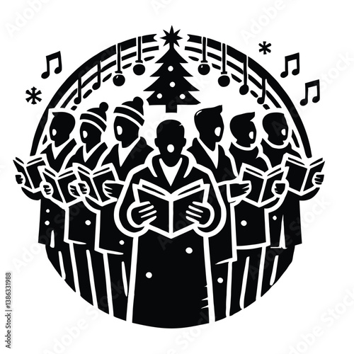 Christmas Carol Singing Silhouette