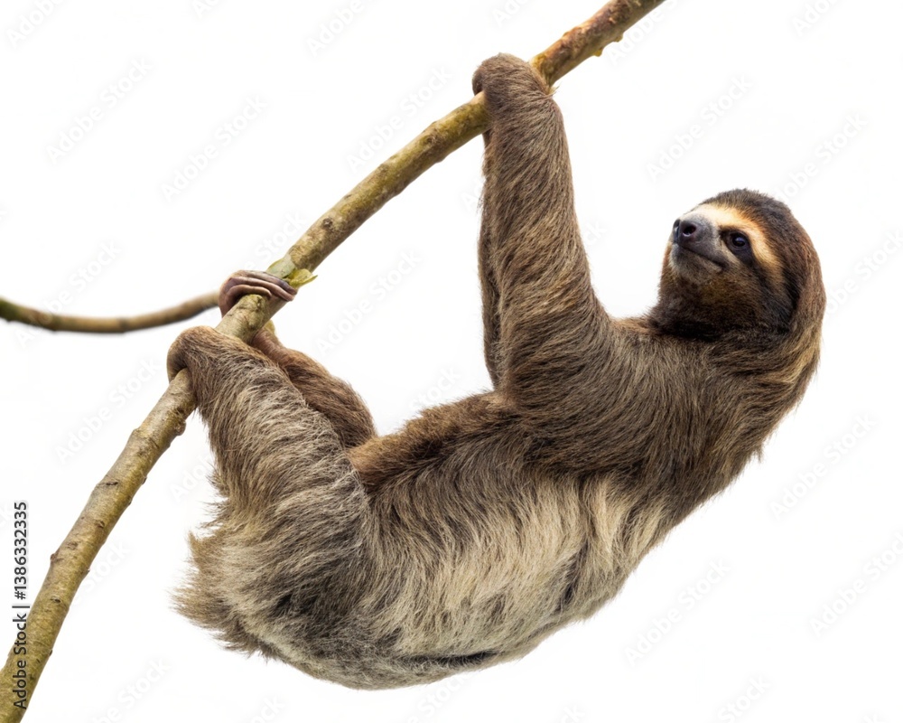 Obraz premium brown throated sloth isolated on white background