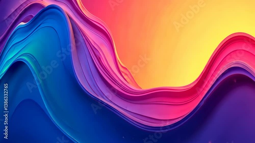 Elegant Video Of Abstract Fluid Colourful Wavy Shapes With Smooth Transitions And Harmonious Flows, Creating A Sophisticated Visual Aesthetic.