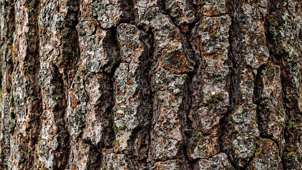 Detailed macro photo of rugged tree bark rich brown tones and patches of moss Organic and earthy backdrop in close up Detailed macro photo of rugged tree bark rich brown tones and patches of moss Organic and earthy backdrop in close up