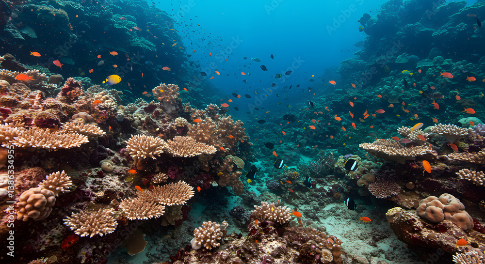 Naklejka premium coral reef with fish