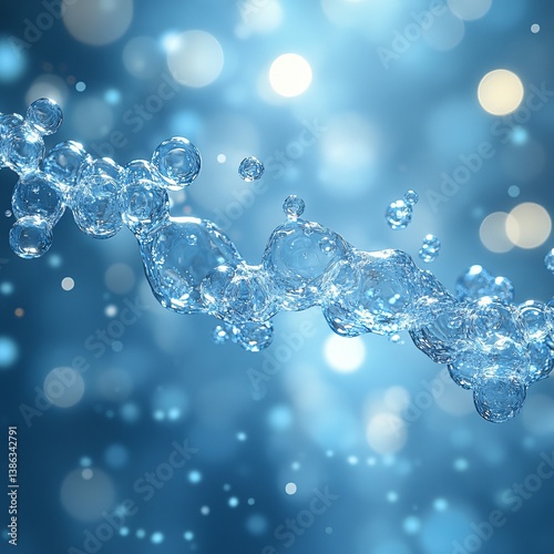 Wallpaper Mural Blue Liquid Bubbles: Abstract Aquatic Light Shimmer and Splash in a Texture of Nature's Purity and Vitality Torontodigital.ca