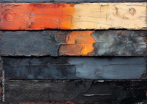 Textured oil paint horizontal strokes in deep earth tones, rugged expressive movement, bold contrasts, moody artistic tension, strong depth