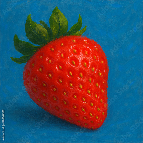 Fresh Strawberry with Seeds and Leaves 