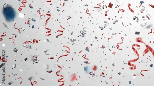 Wallpaper Mural Falling Red and Silver Confetti, Celebration Streamers Animation Video Torontodigital.ca