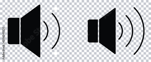 Speaker Volume Icon Set – Audio Sound Symbols with Transparent Background