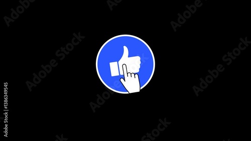 hand icon clicking like button on a black background