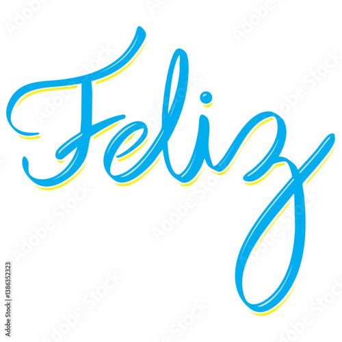 Palavra Feliz Decorativa Lettering