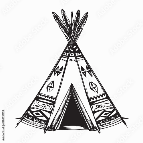 Native American Teepees image vector. Native American Teepees Stock Illustrations