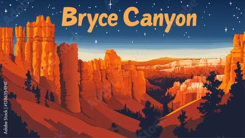Bryce Canyon National Park with Stunning Hoodoos and Night Skies in Digital Art