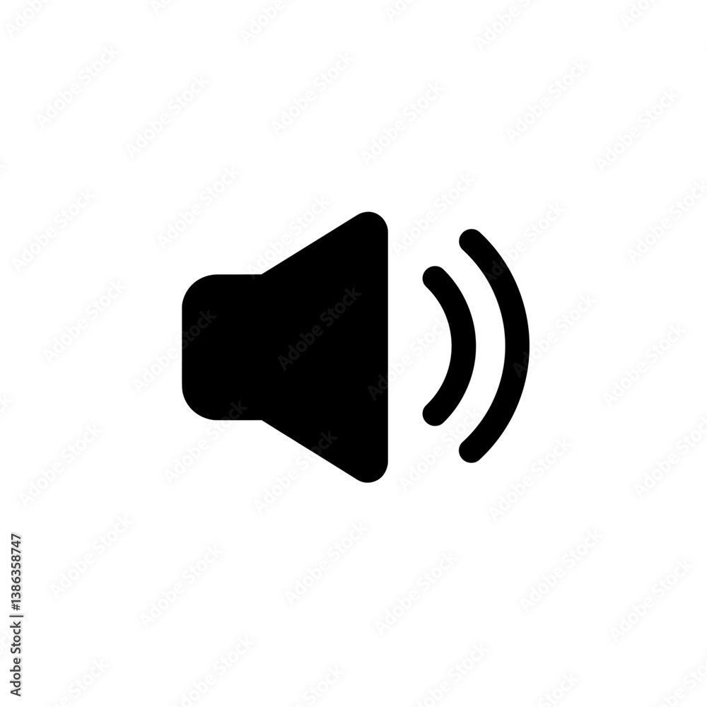 Sound Icon: A simple and elegant silhouette of a sound speaker, signifying audio, music, and auditory experiences. Sound Icon: A simple and elegant silhouette of a sound speaker, signifying audio, music, and auditory experiences.
