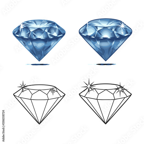 Sparkling Brilliance: Exquisite diamonds of varying types shimmer with inner light, each facet reflecting pure beauty and intricate design.