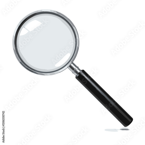 Magnifying Glass : This striking photo captures a detailed close-up of a classic magnifying glass. the handle gleaming in the light.
