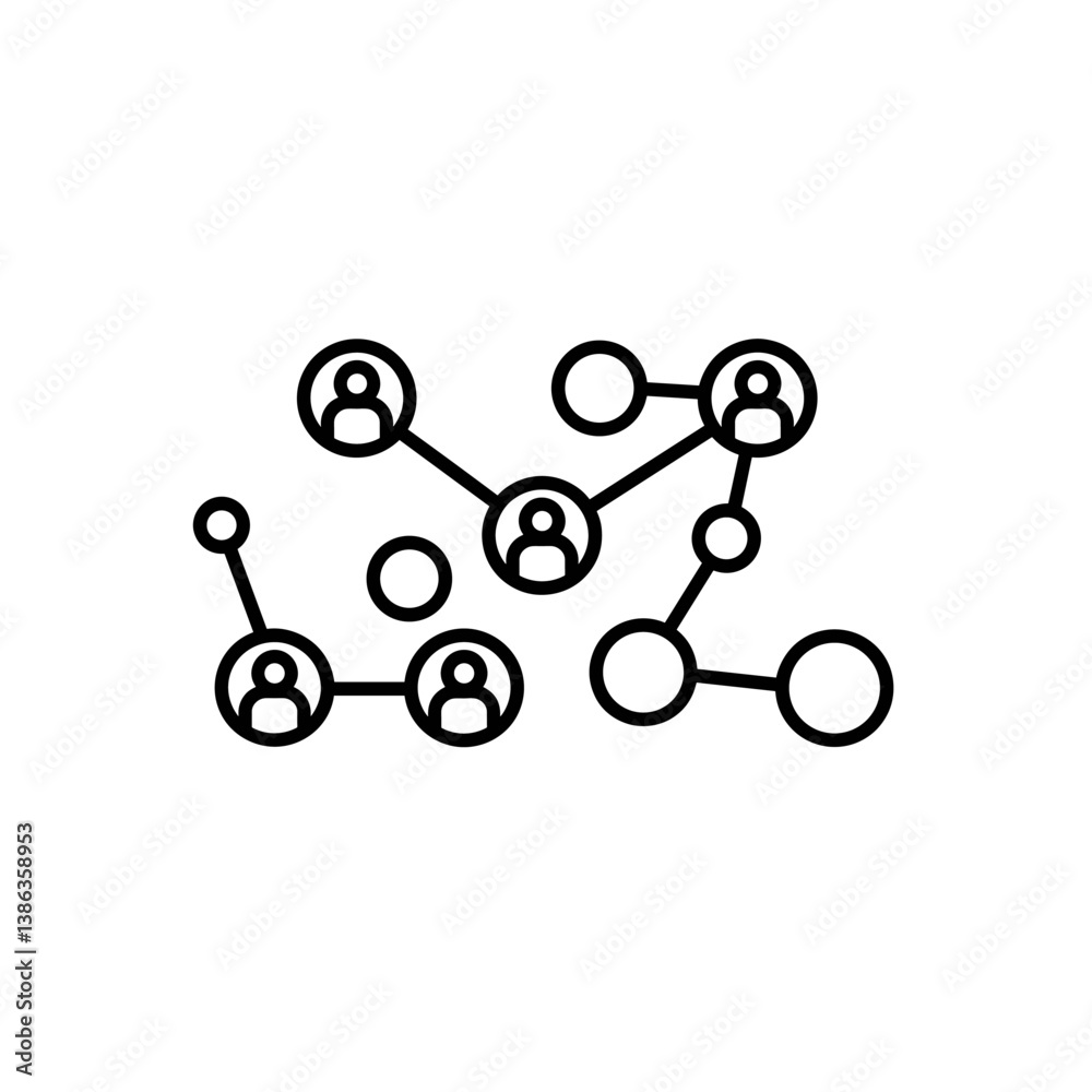 Digital Social Network: An abstract and simple illustration of interconnected nodes, depicting the complex web of digital connections and networking within a social context. Digital Social Network: An abstract and simple illustration of interconnected nodes, depicting the complex web of digital connections and networking within a social context.