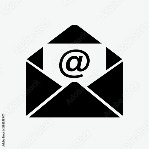 Email Communication Icon: A symbolic representation of email communication, featuring an open envelope with the "@" symbol, signifying the core of digital messaging.