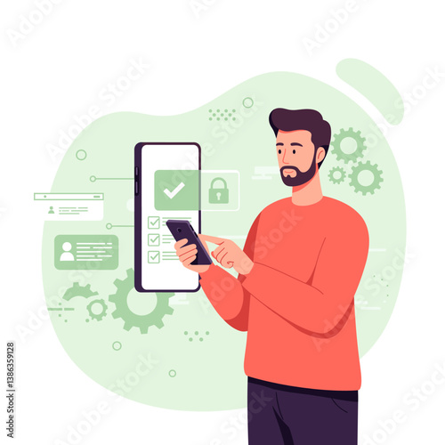 Modern Mobile Technology: A person is deeply engrossed in a modern mobile device, showcasing the latest technological advancements.