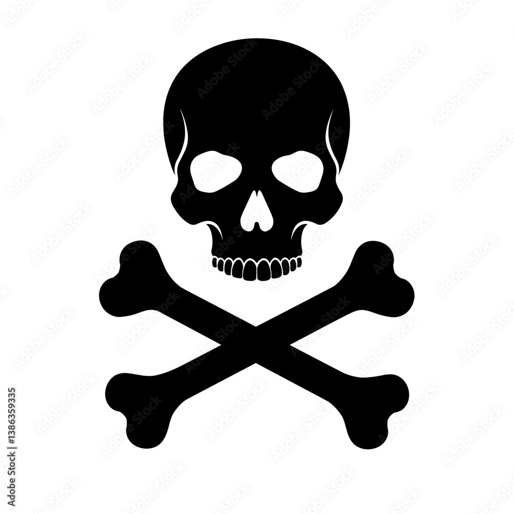 Danger Silhouette: The ominous silhouette of a skull and crossbones serves as a universal symbol, evoking themes of hazard, mortality, and toxicity in its minimalist design. Danger Silhouette: The ominous silhouette of a skull and crossbones serves as a universal symbol, evoking themes of hazard, mortality, and toxicity in its minimalist design.