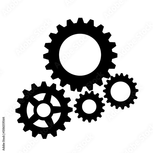 Interlocking Cogs: A graphic depiction of four intricately meshing cogs, rendered in stark black, symbolizes the essential mechanics of progress.