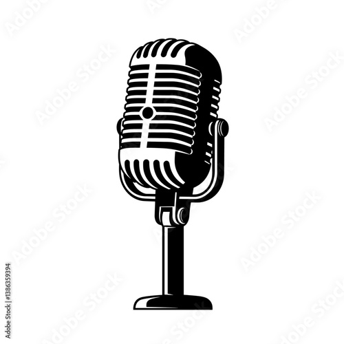 Classic Microphone Icon: A vintage microphone, a timeless symbol of audio recording and broadcasting. Featuring a classic design, perfect for projects related to music, radio, and communication.