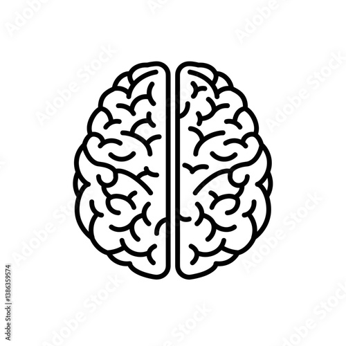Intricate Cerebral Outline: A precise, minimalistic illustration of the brain. The image showcases the complexity and beauty of the human brain's structure in a clean, artistic way.