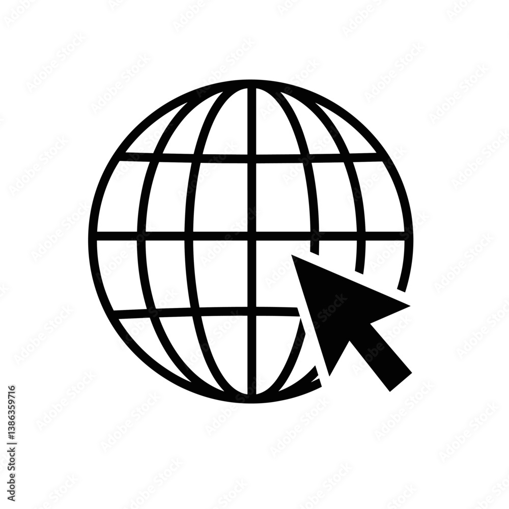 Global Connectivity: A graphic representation of a globe with an arrow cursor, symbolizing the interconnectedness of the world and digital navigation. Global Connectivity: A graphic representation of a globe with an arrow cursor, symbolizing the interconnectedness of the world and digital navigation.