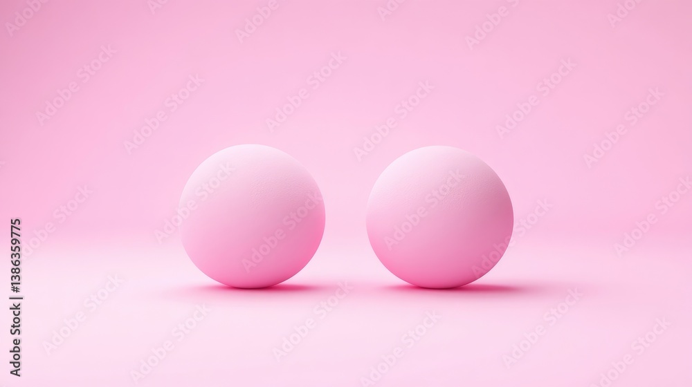 Fototapeta premium Pink Spheres on Pink Background Minimalist Style High-Quality Render Centered Composition Smooth Texture Simple Placement Pastel Pink backdrop Brand Promotion