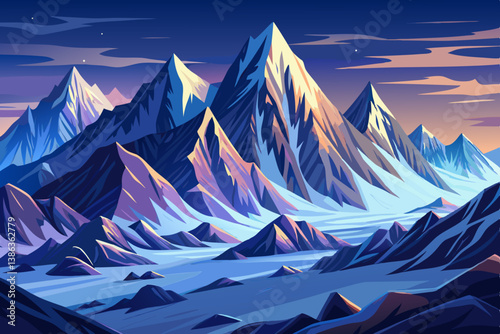 Machapuchare mountain peak in Himalaya night landscape