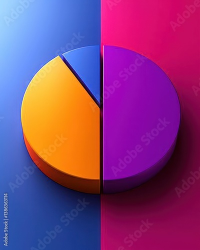 Vibrant 3D Pie Chart: Data Visualization in Bold Hues