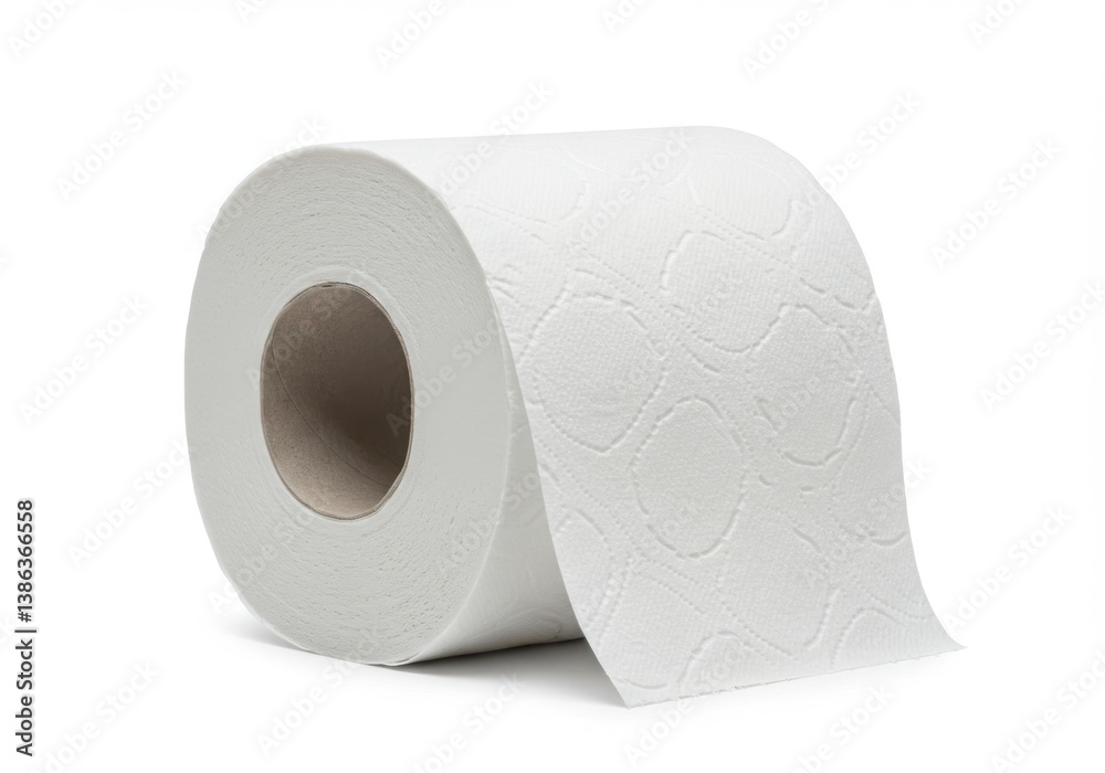 White toilet paper roll with soft texture and cardboard isolated on white background White toilet paper roll with soft texture and cardboard isolated on white background
