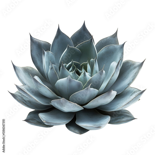 A Rare Agave Parryi with Blue Gray Leaves and Spikes Isolated on Transparent Background