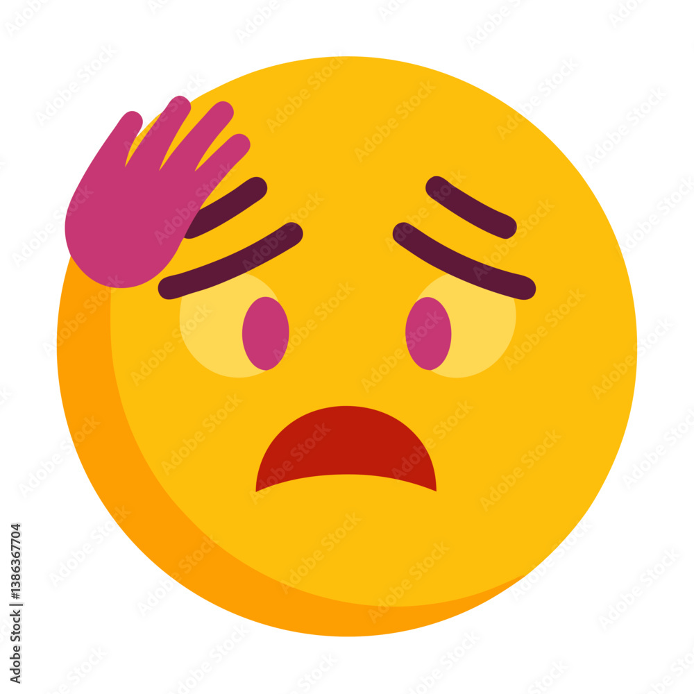 Fototapeta premium Worried Emoji Icon with Hand on Forehead Expressing Stress or Concern