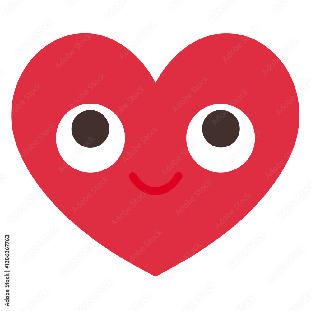 Happy Heart Face Icon Vector with Cute Eyes and Smile Expression