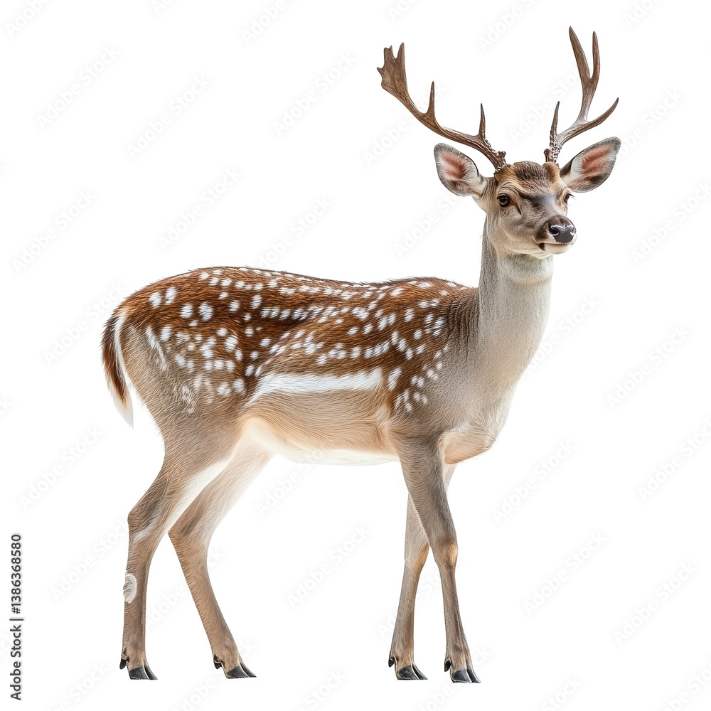 Majestic Spotted Deer Buck on Black Background, isolated on transparent background Majestic Spotted Deer Buck on Black Background, isolated on transparent background