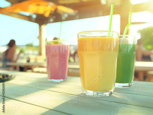 Person enjoying healthy smoothie at juice bar
