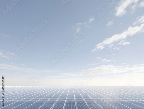 Solar panel field under clear sky