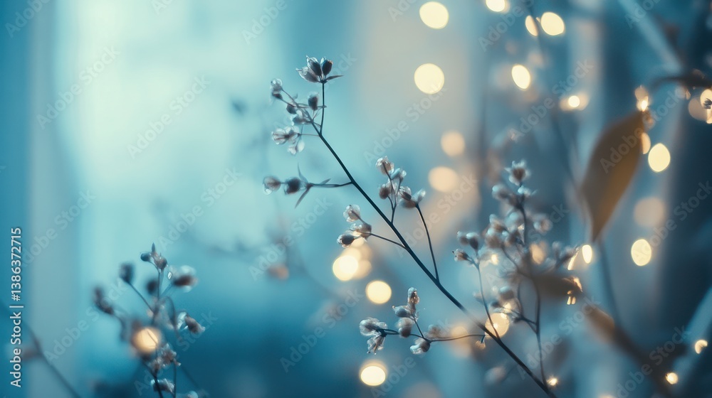 Fototapeta premium Delicate Blossoms Under Soft Blue Light