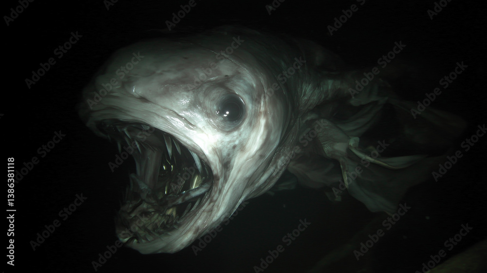Naklejka premium gigantic horrifying deep sea creature