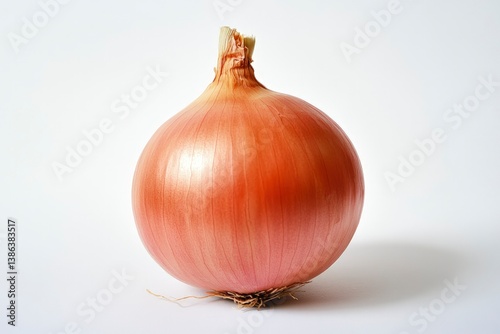 Close Up of Fresh Onion Bulb on White Background
