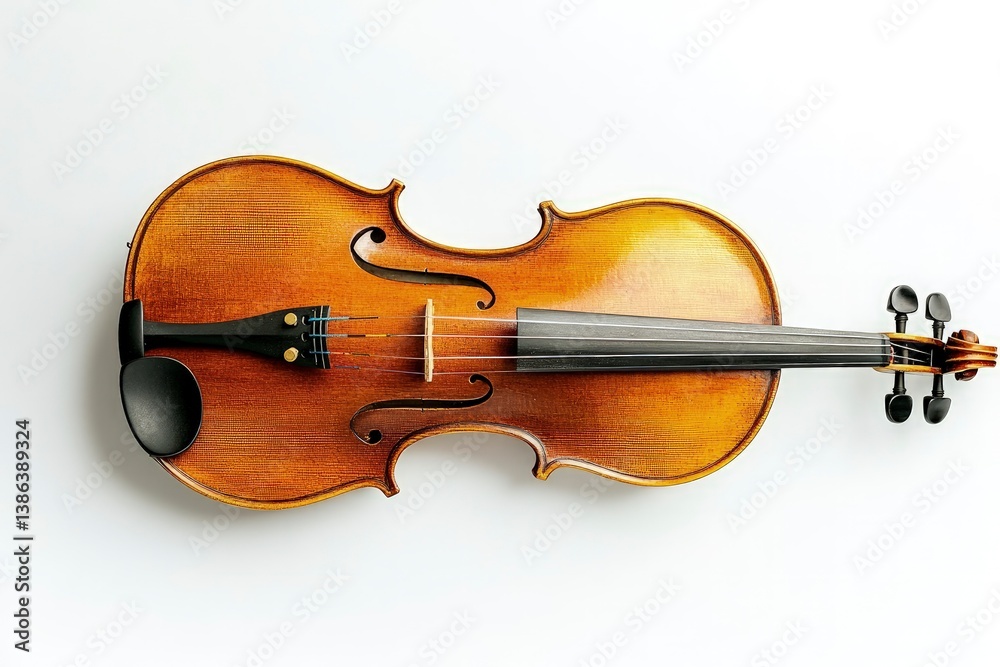 Fototapeta premium Violin Close Up Lying on White Surface Ready for Playing