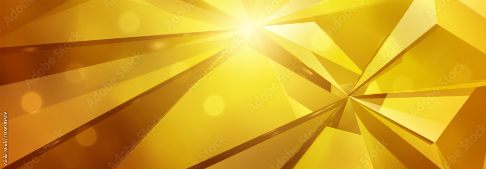 A vibrant yellow abstract vector illustration featuring geometric shapes and dynamic light effects, creating a modern and eye-catching design.