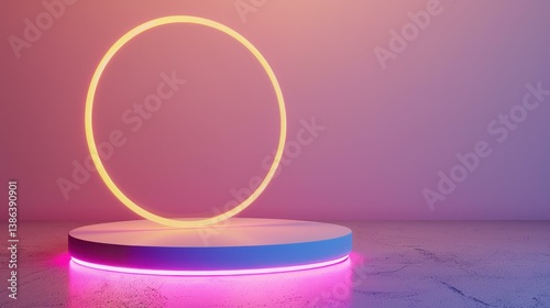 Explore the realm of modern abstract design with a dark space backdrop and vibrant neon glow for a futuristic vibe.