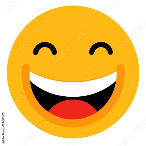 Smiling Face Emoji Icon Laughing Joy Expression Cartoon Character Illustration

