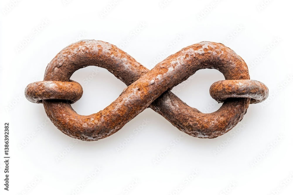Infinity Symbol Formed by Rusted Metal Chain Isolated on White Background Infinity Symbol Formed by Rusted Metal Chain Isolated on White Background