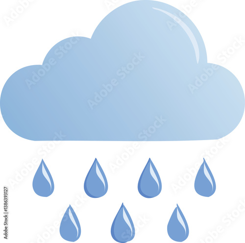  Cloud with raindrops vector isolated